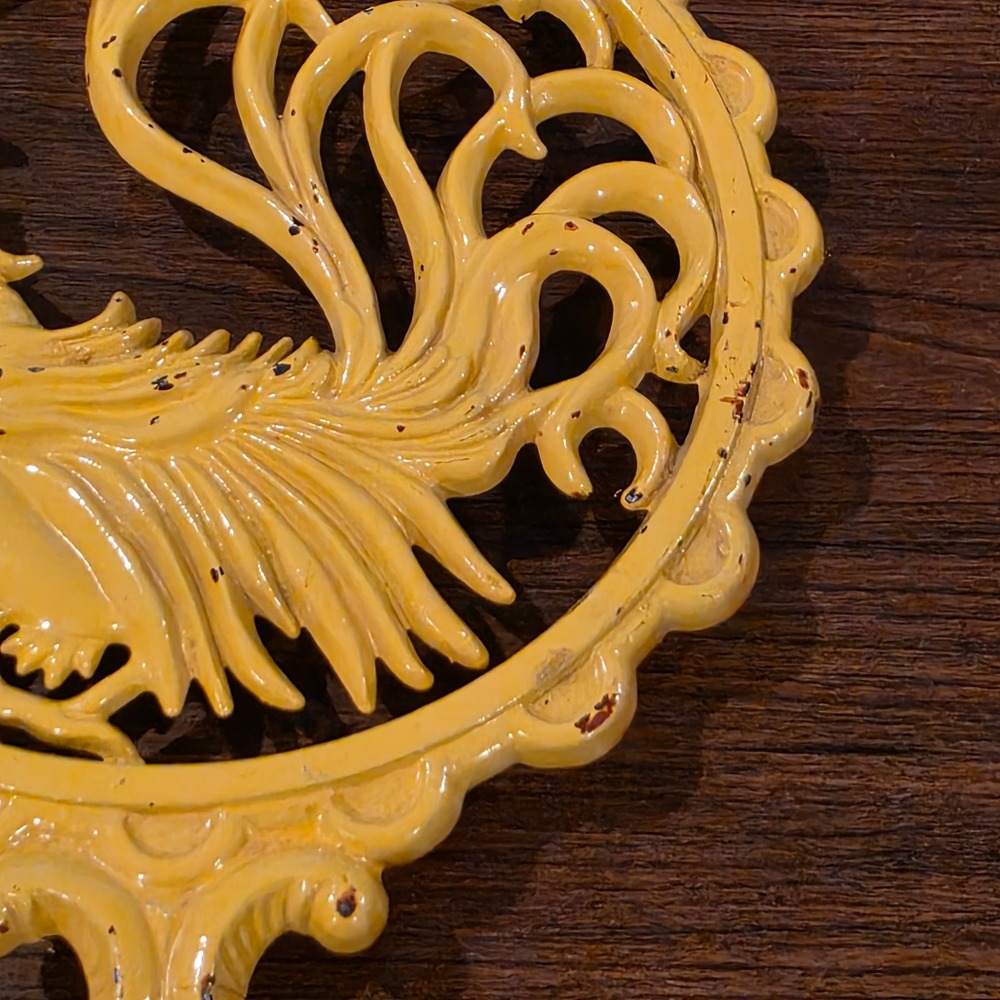 Vintage Sexton Yellow Cast Metal Rooster Trivet Farmhouse Kitchen Wall Decor 9in - Picture 10 of 12